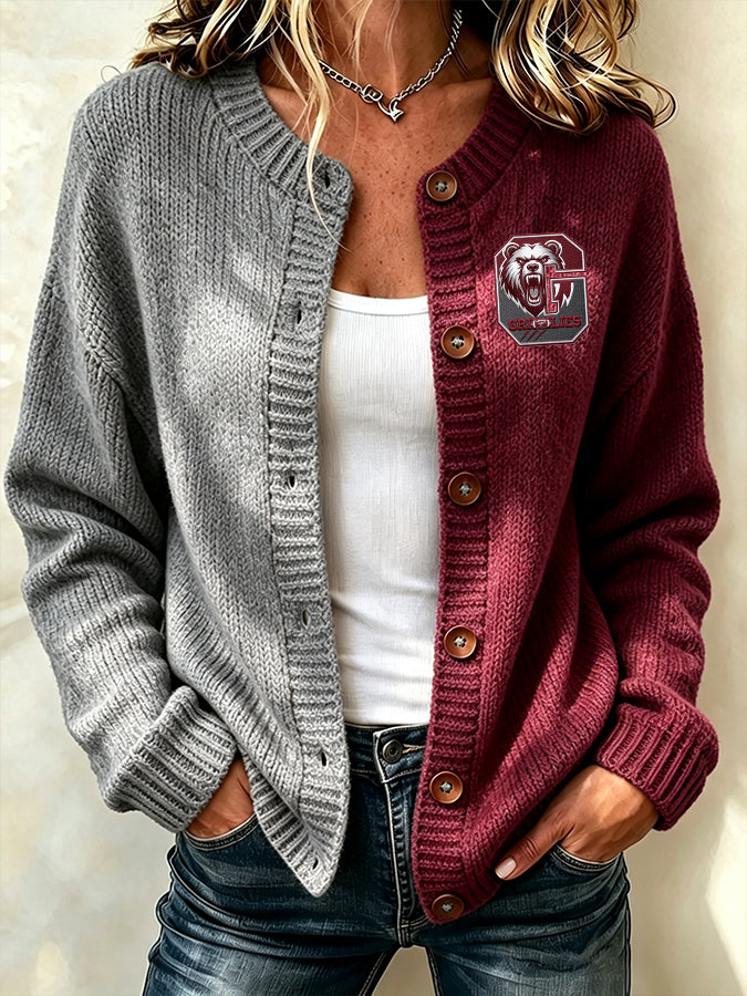 Women's Football Fans Printed Knitted Cardigan Top