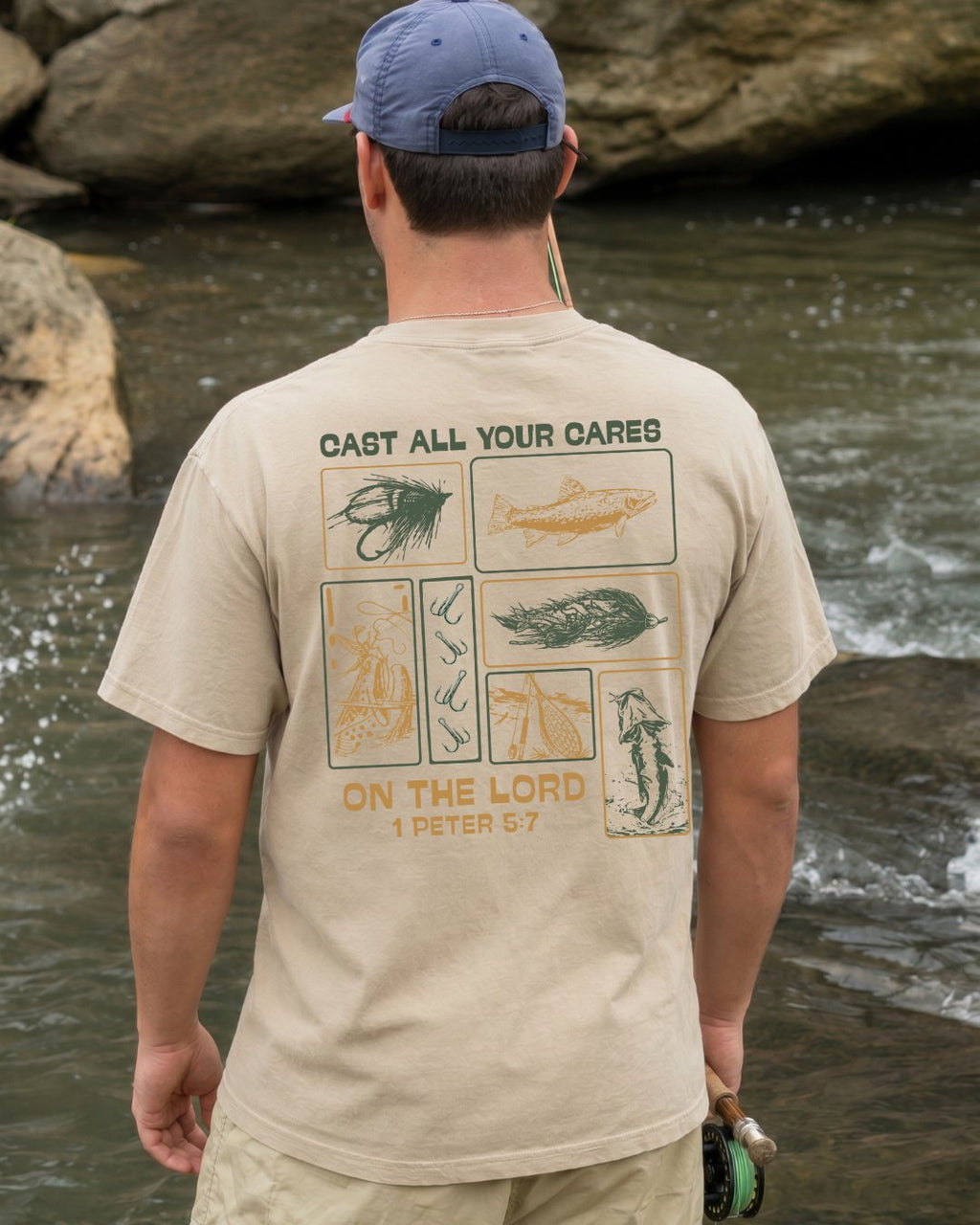 Faith & Fishing "Cast Your Cares" T-shirt