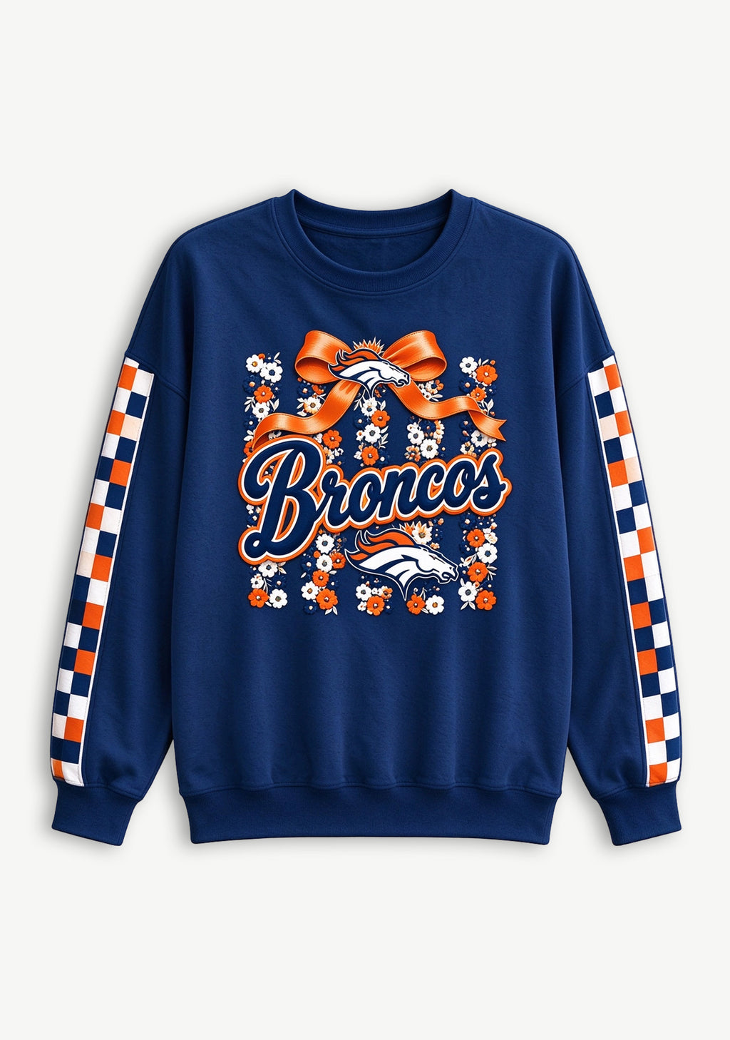 Women's Denver Broncos Floral Bow Crewneck Sweatshirt