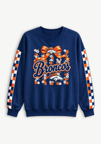 Women's Denver Broncos Floral Bow Crewneck Sweatshirt