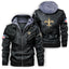 New Orleans Saints Logo PU Faux Leather Hooded Jacket
