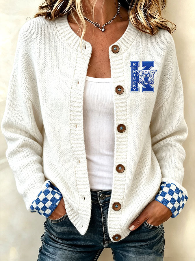 Women'S Casual Football Plant Knitted Cardigan Top