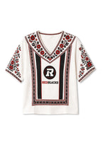 Boho Floral Border Ottawa Redblacks V-Neck Blouse