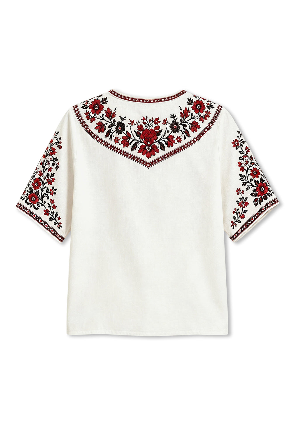 Boho Floral Border Ottawa Redblacks V-Neck Blouse