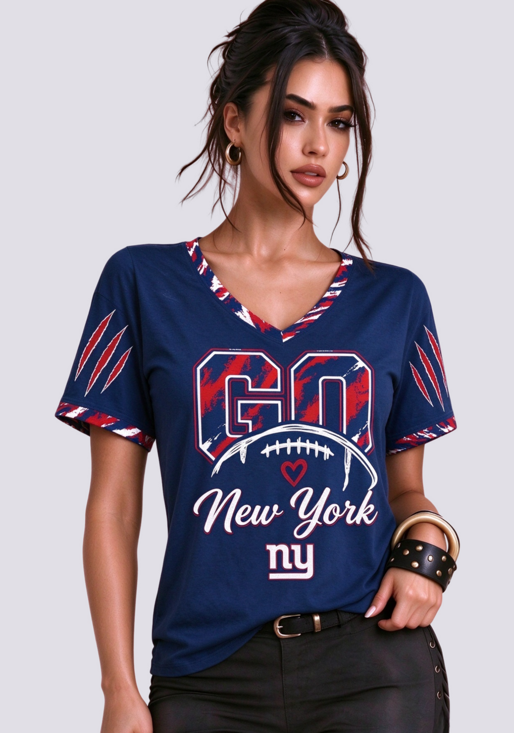 Go New York Giants Football Fan V-Neck T-Shirt
