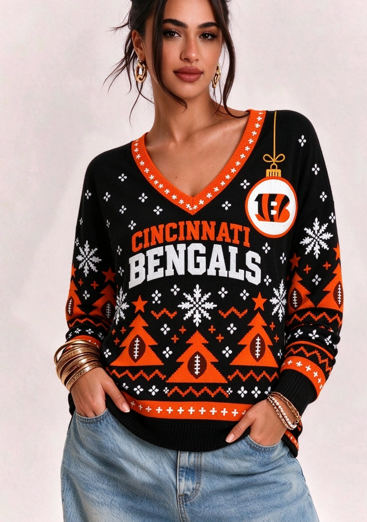 Women’s Cincinnati Bengals Ugly NFL Christmas Sweatshirt