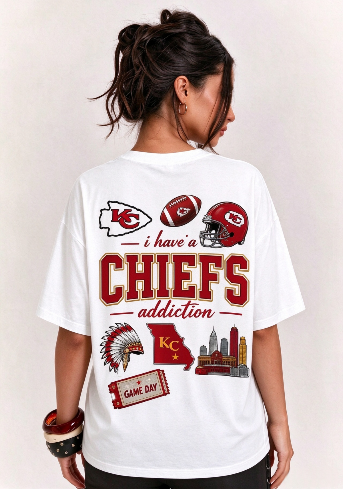 Women's I Have A Chiefs Addiction Game Day Graphic T-Shirt