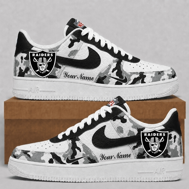 Las Vegas Raiders Custom Name Camo Fan Sneakers