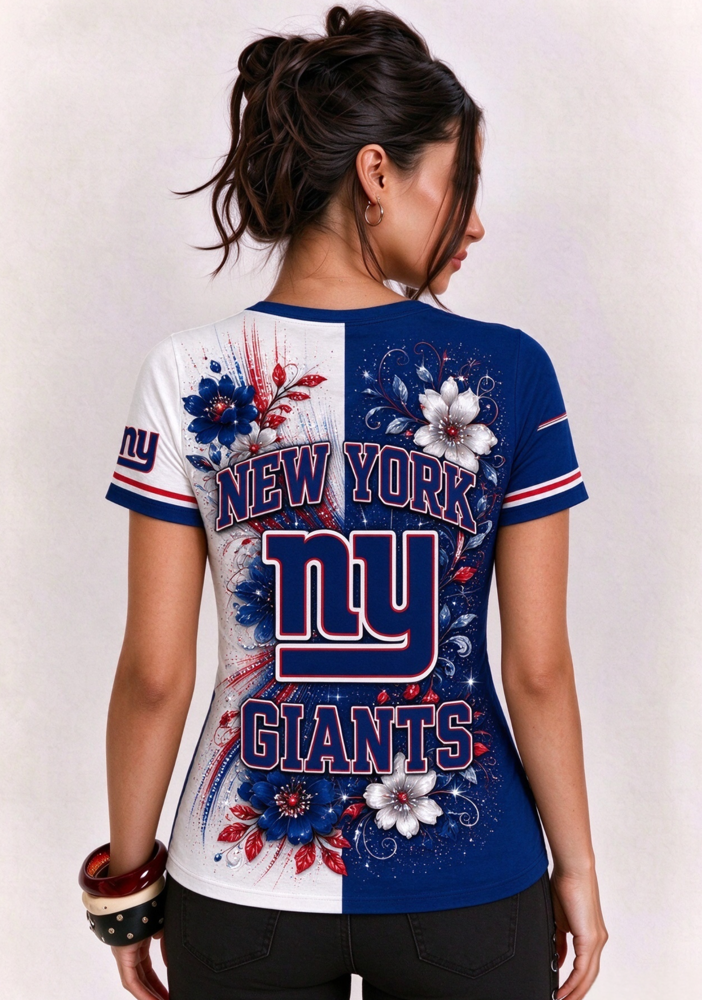 Women New York Giants Floral Henley T-Shirt Secondary image