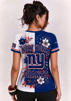 Women New York Giants Floral Henley T-Shirt