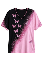 Women's Pink Butterfly Breast Cancer Awareness Short Sleeve T-Shirt