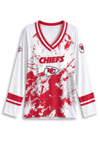 Women's Kansas City Chiefs Graphic V Neck Long Sleeve Shirt