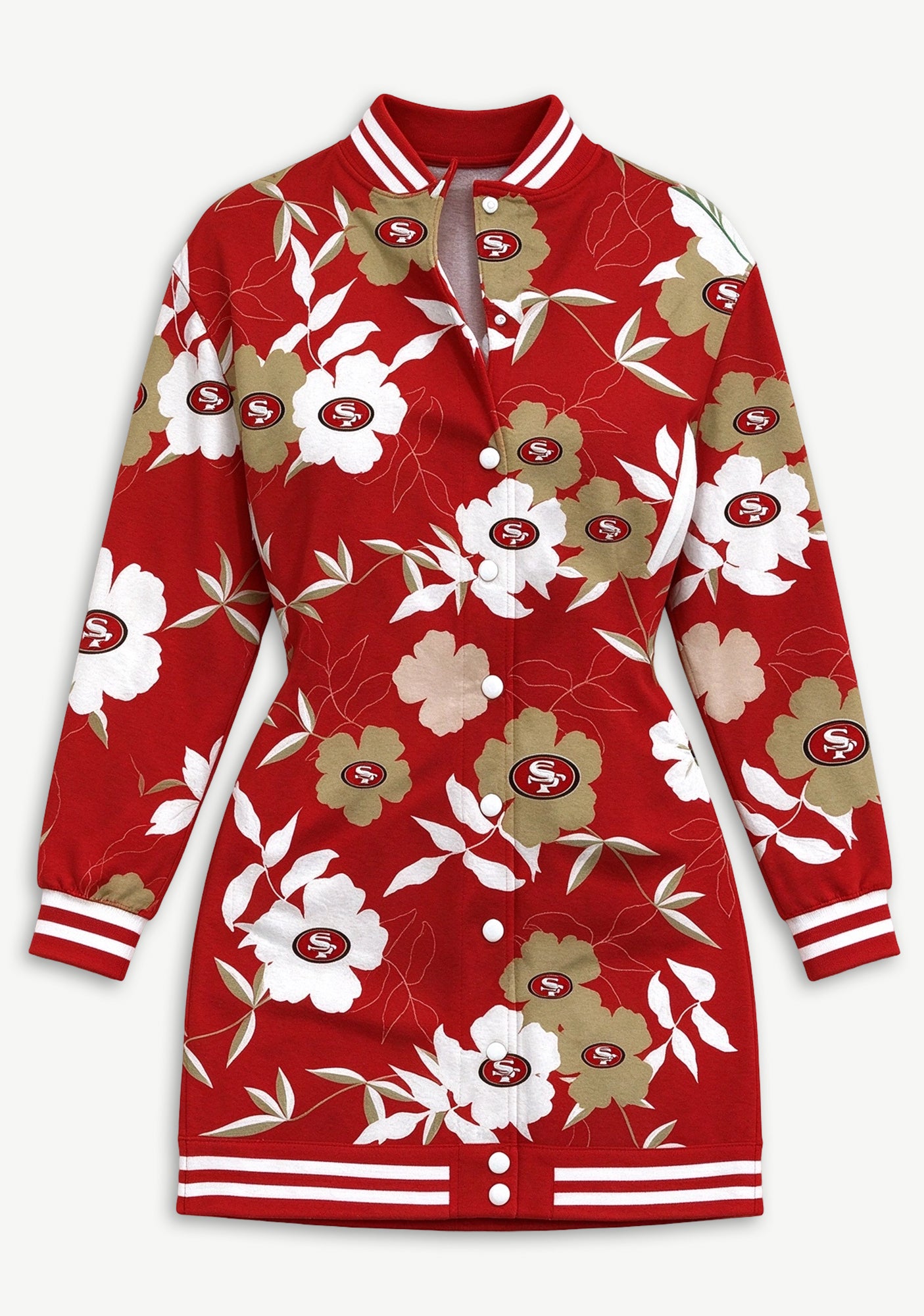 Women's San Francisco 49ers Floral Print Button Down Jacket Dress Secondary image