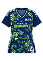 Women's Seattle Seahawks Floral V-Neck T Shirt