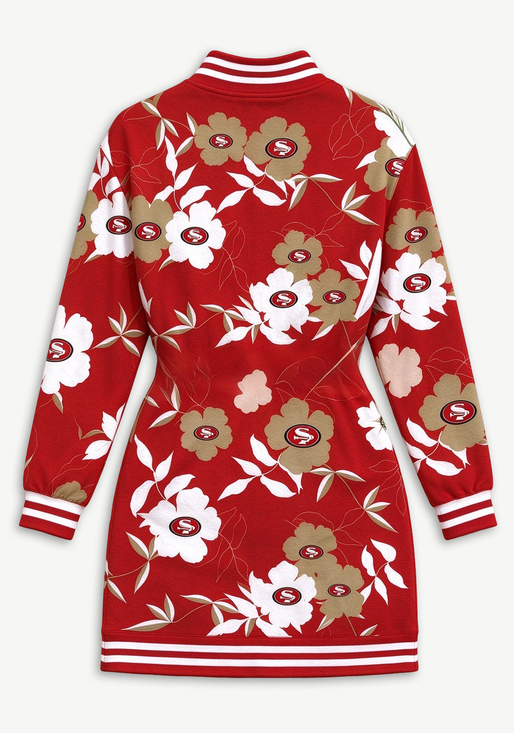 Women's San Francisco 49ers Floral Print Button Down Jacket Dress