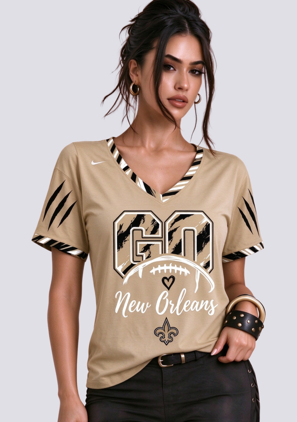 Go New Orleans Saints Fan V-Neck T-Shirt