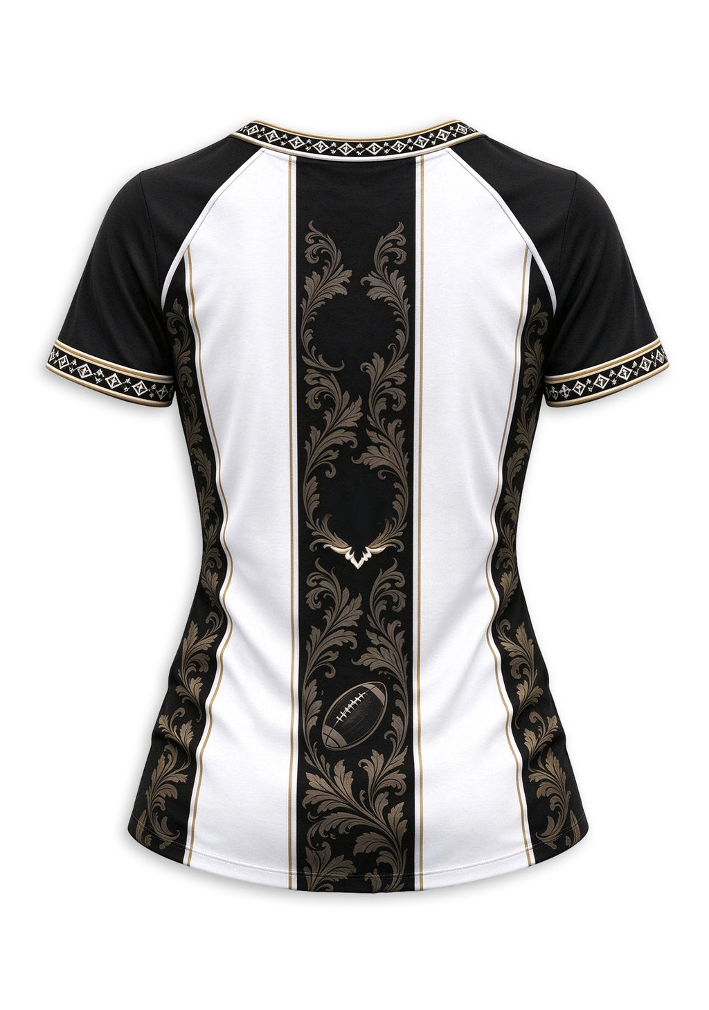 Women's New Orleans Saints Floral Baroque Striped V-Neck T-Shirt
