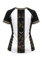 Women's New Orleans Saints Floral Baroque Striped V-Neck T-Shirt