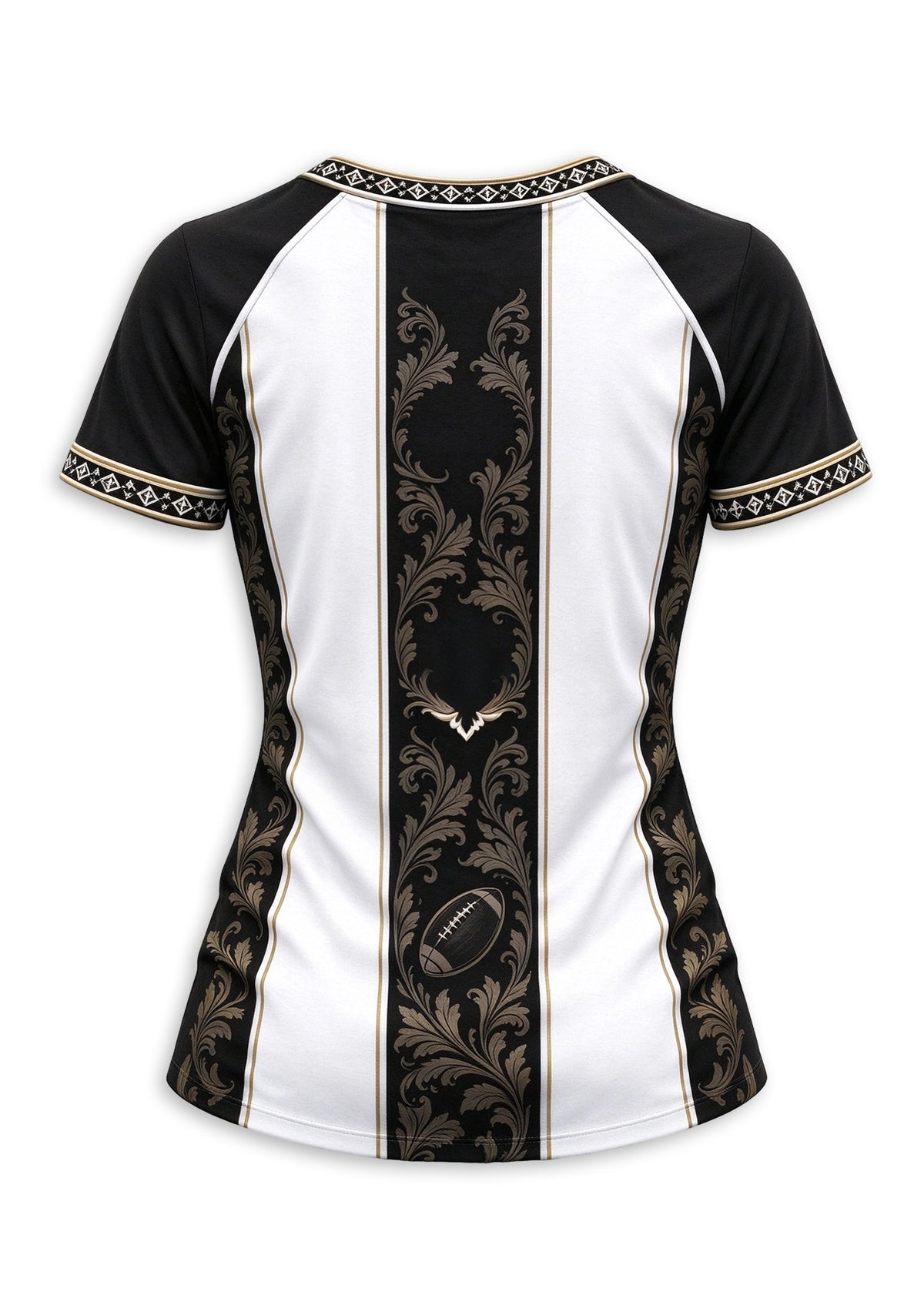 Women's New Orleans Saints Floral Baroque Striped V-Neck T-Shirt