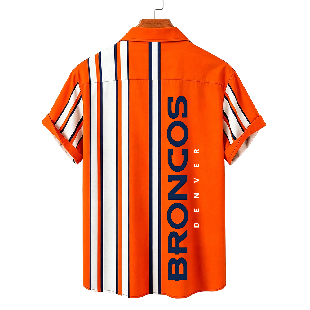 Denver Broncos Retro Stripe Fan Hawaiian Shirt Secondary image