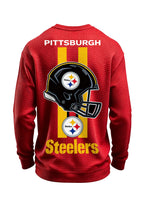 Pittsburgh Steelers Helmet Graphic Waffle Knit Crewneck Sweatshirt