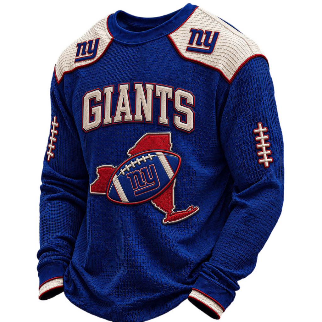 New York Giants Waffle Knit Long-Sleeve Sweatshirt