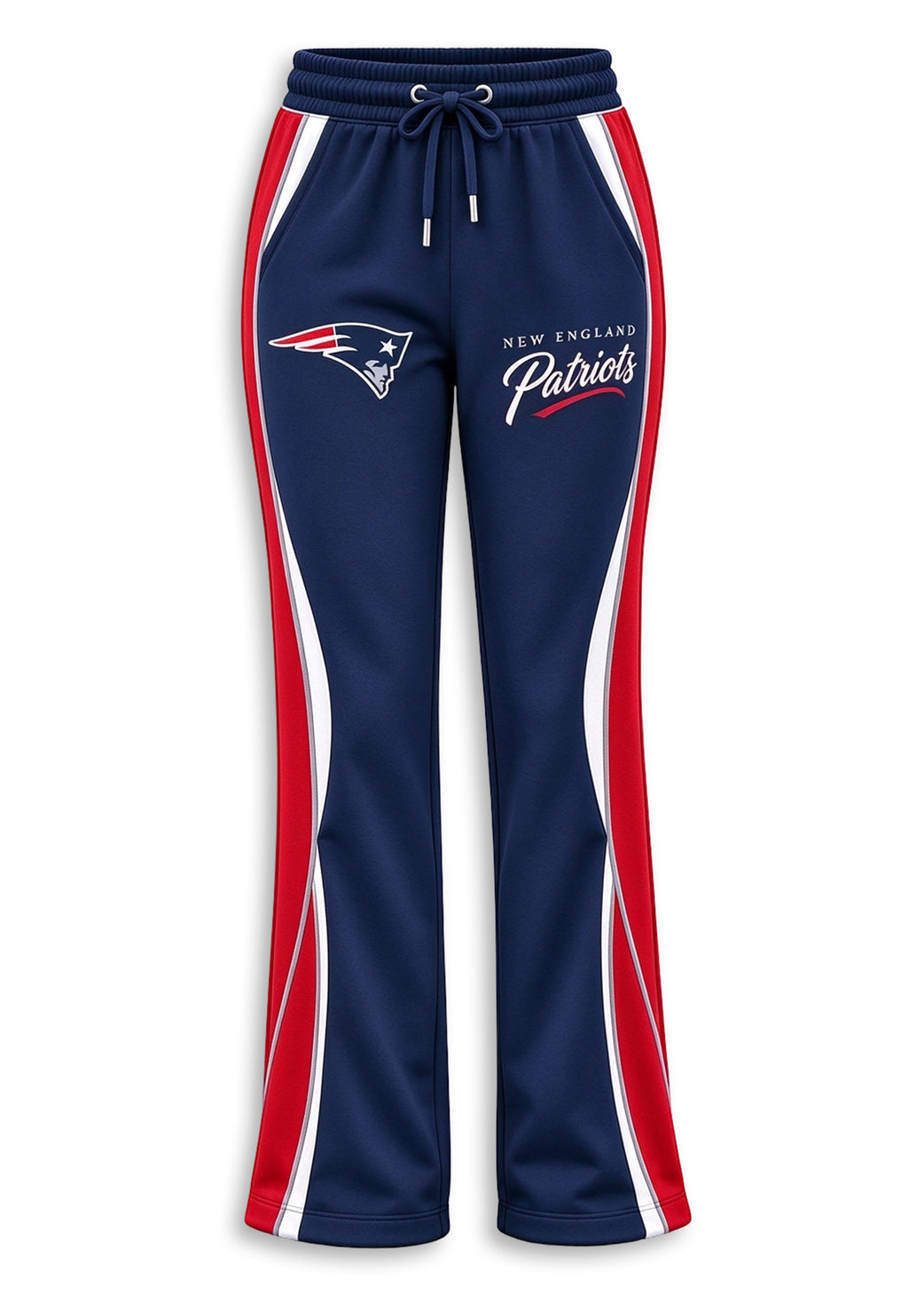Women's New England Patriots Crewneck Sweatshirt & Flared Pants 2 Piece Set