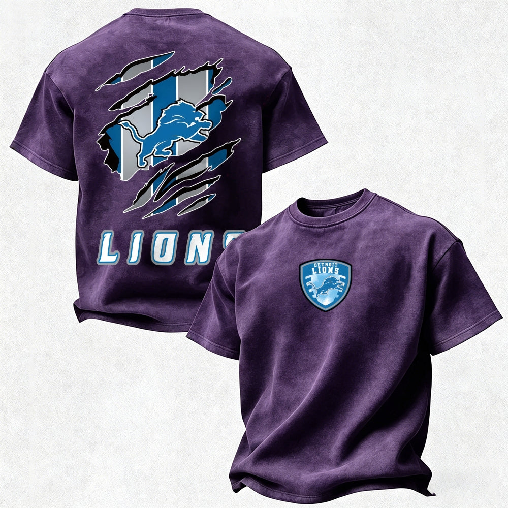 Detroit Lions Printed Unisex 100% Pure Cotton Washed T-Shirt