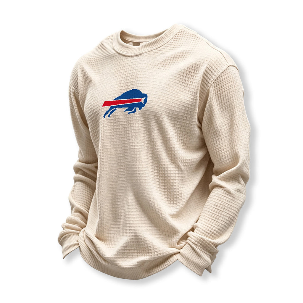 Buffalo Bills Helmet Waffle Knit Crewneck Sweatshirt