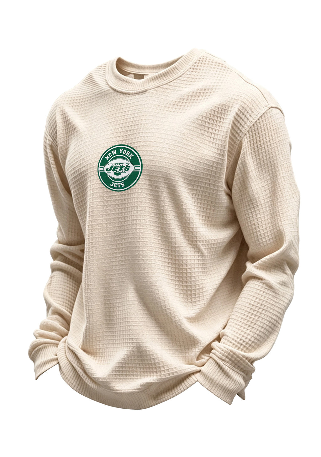 New York Jets Circular Logo Waffle Knit Crewneck Sweatshirt