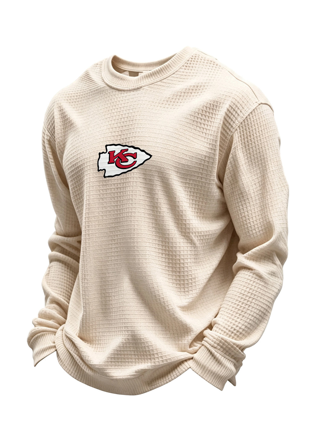Kansas City Chiefs Helmet Waffle Knit Crewneck Sweatshirt