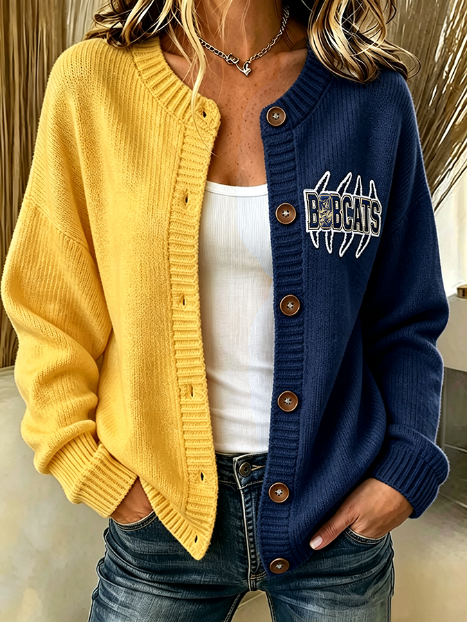Women'S Casual Football Plant Knitted Cardigan Top Main image