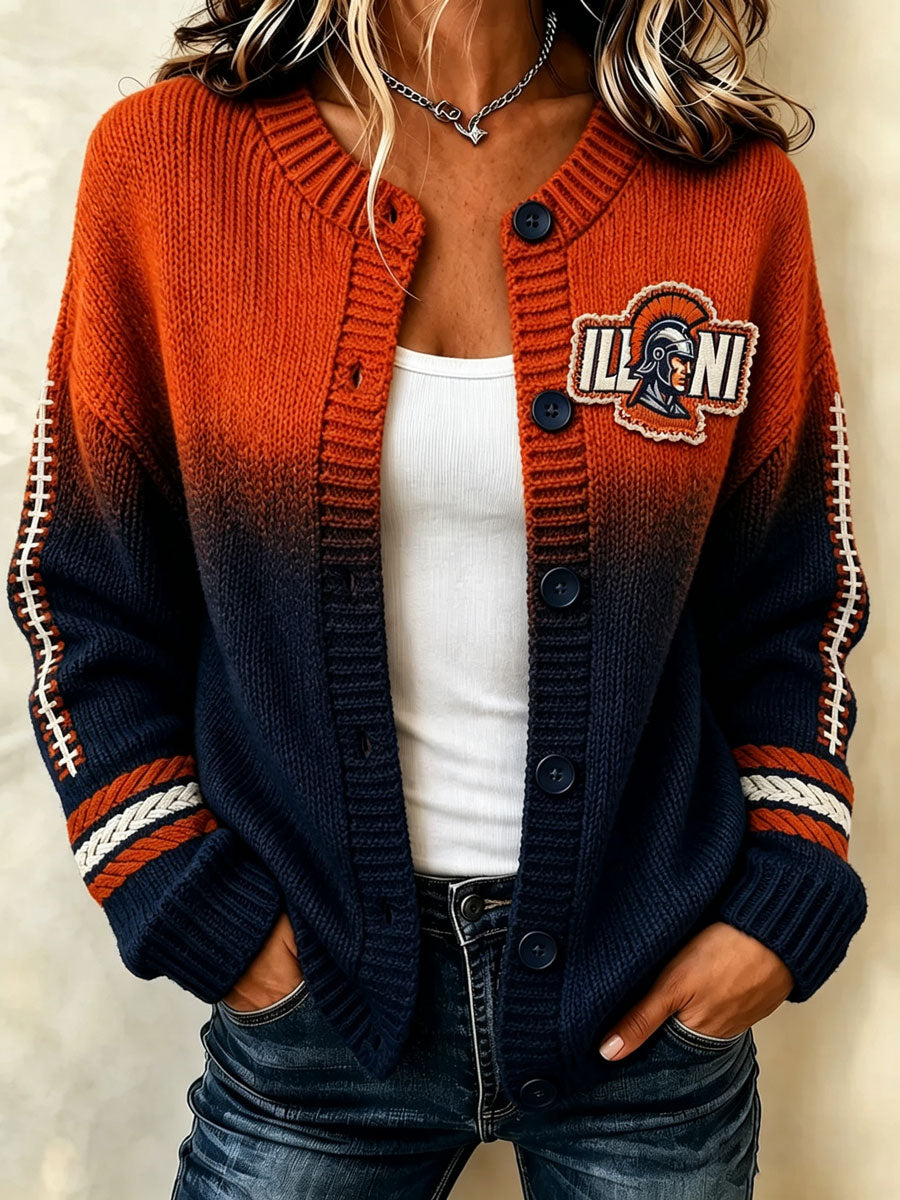 Women'S Casual Football Print Knitted Cardigan Top Main image