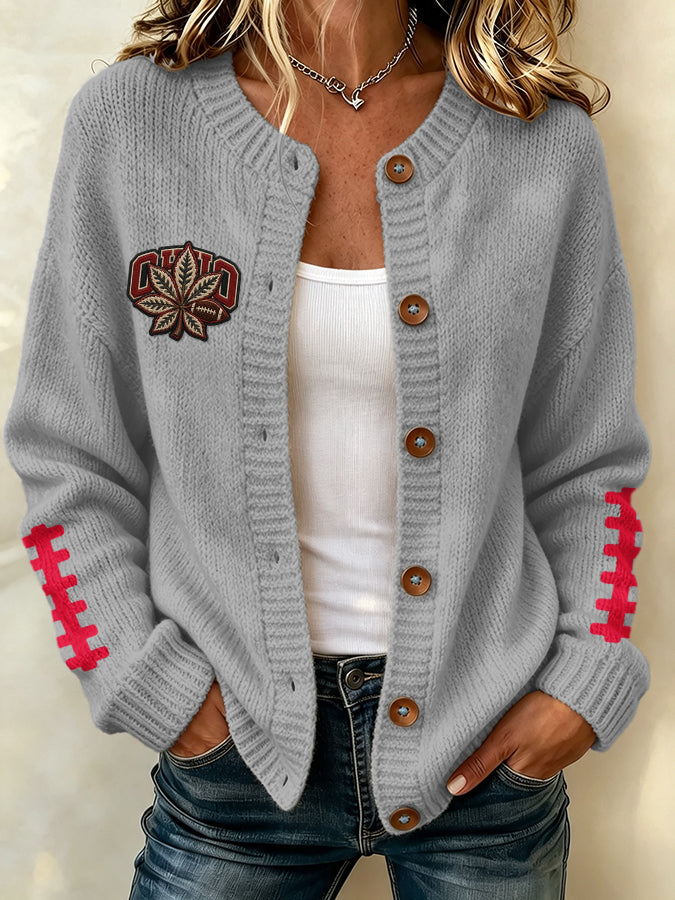 Women'S Football Printed Knitted Cardigan Secondary image