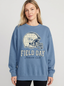 Women's Football Lover Field Day Flower Helmet Printed Long-Sleeve T-Shirt