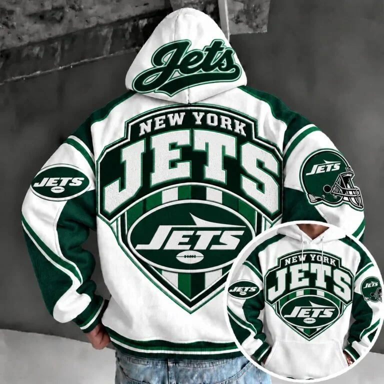 New York Jets Retro Varsity Color Block Back Print Pullover Hoodie Main image