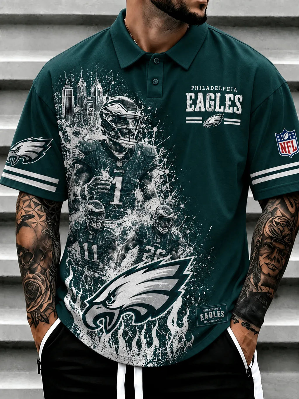 Philadelphia Eagles Men's Printed Polo Shirt
