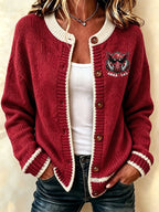 Women'S Casual Football Plant Knitted Cardigan Top