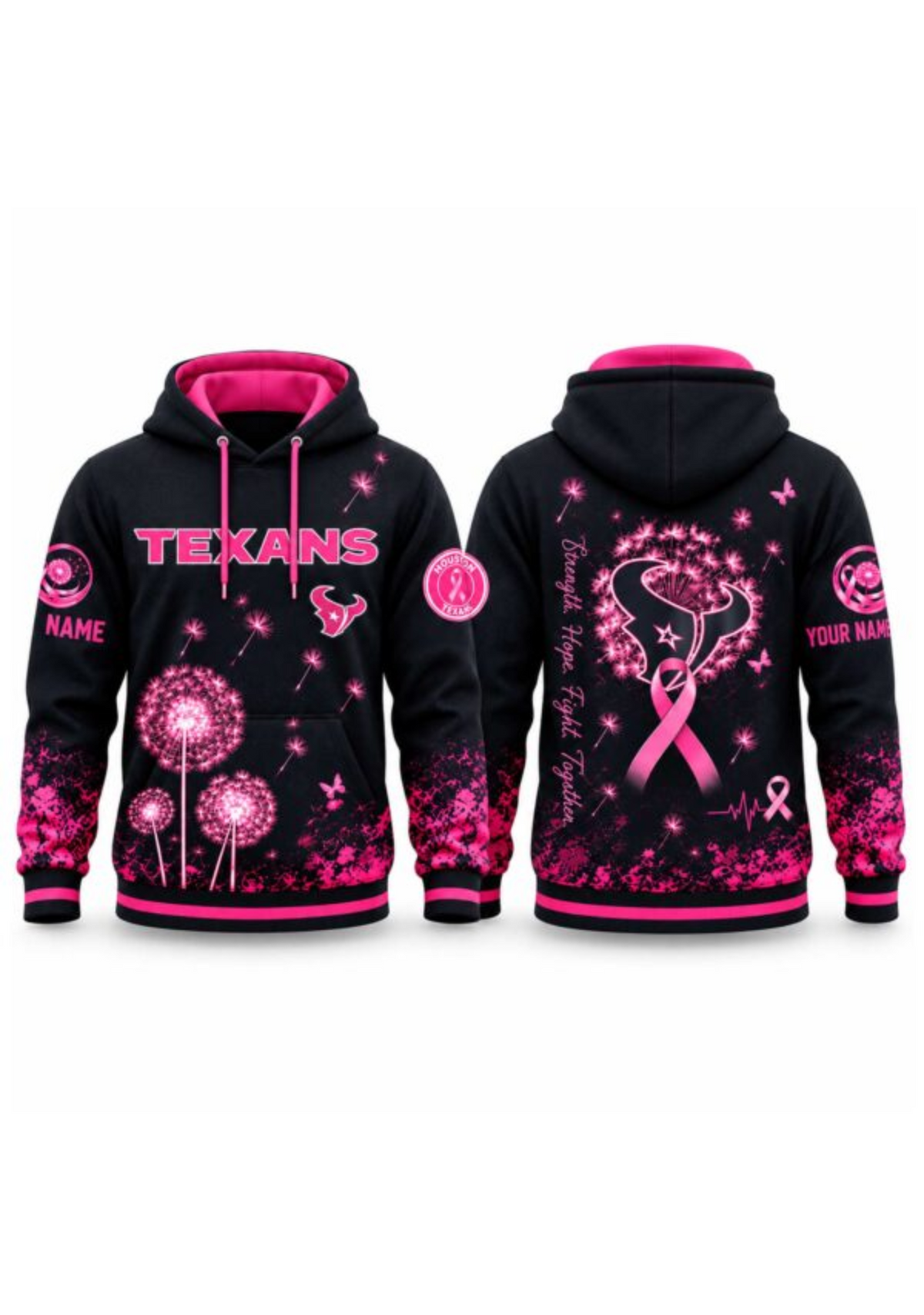 Houston Texans Breast Cancer Awareness Dandelion Hoodie Main image