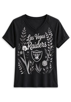 Women's Las Vegas Raiders Wildflower Graphic V-Neck Raglan Rolled T-Shirt