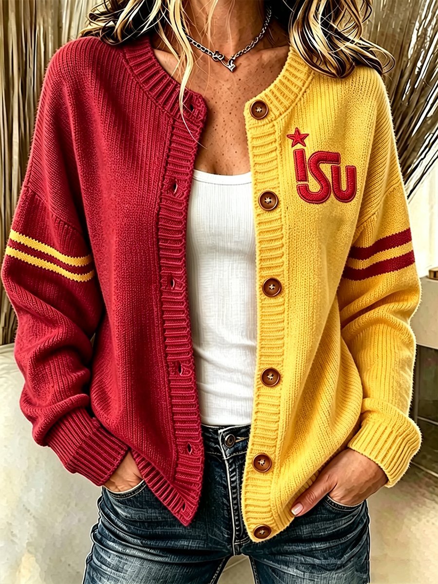 Women'S Football Printed Knitted Cardigan Main image
