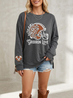 Women's Football Lover Floral Helmet Gridiron Love Printed Sweatshirt