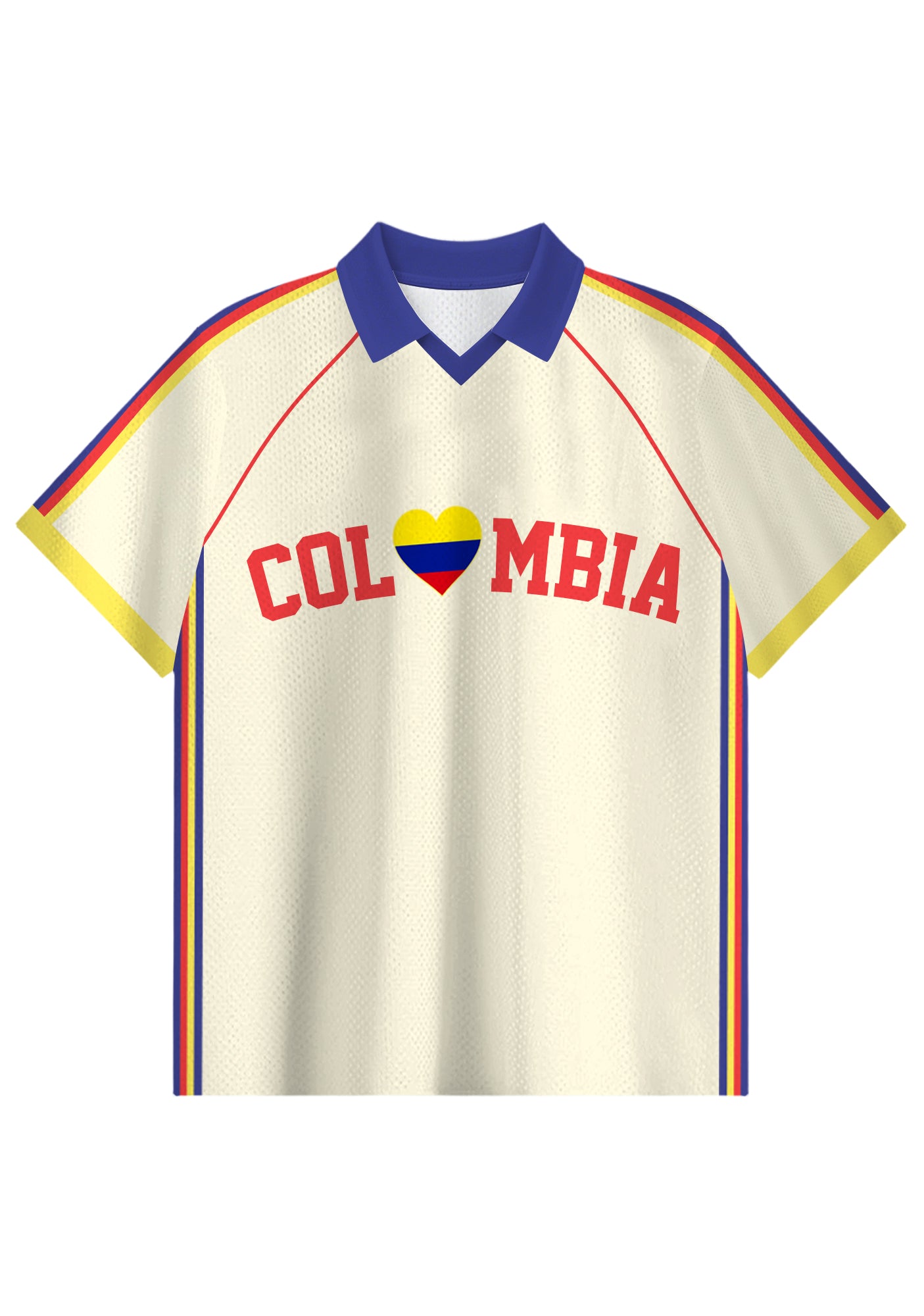 I Love Colombia Flag Heart Collared Soccer Jersey Secondary image