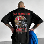 San Francisco 49ers Drip Effect Football Helmet Printed T-Shirt
