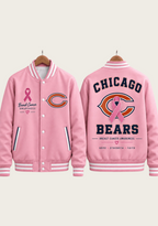 Chicago Bears Breast Cancer Awareness Pink Ribbon Varsity Jacket
