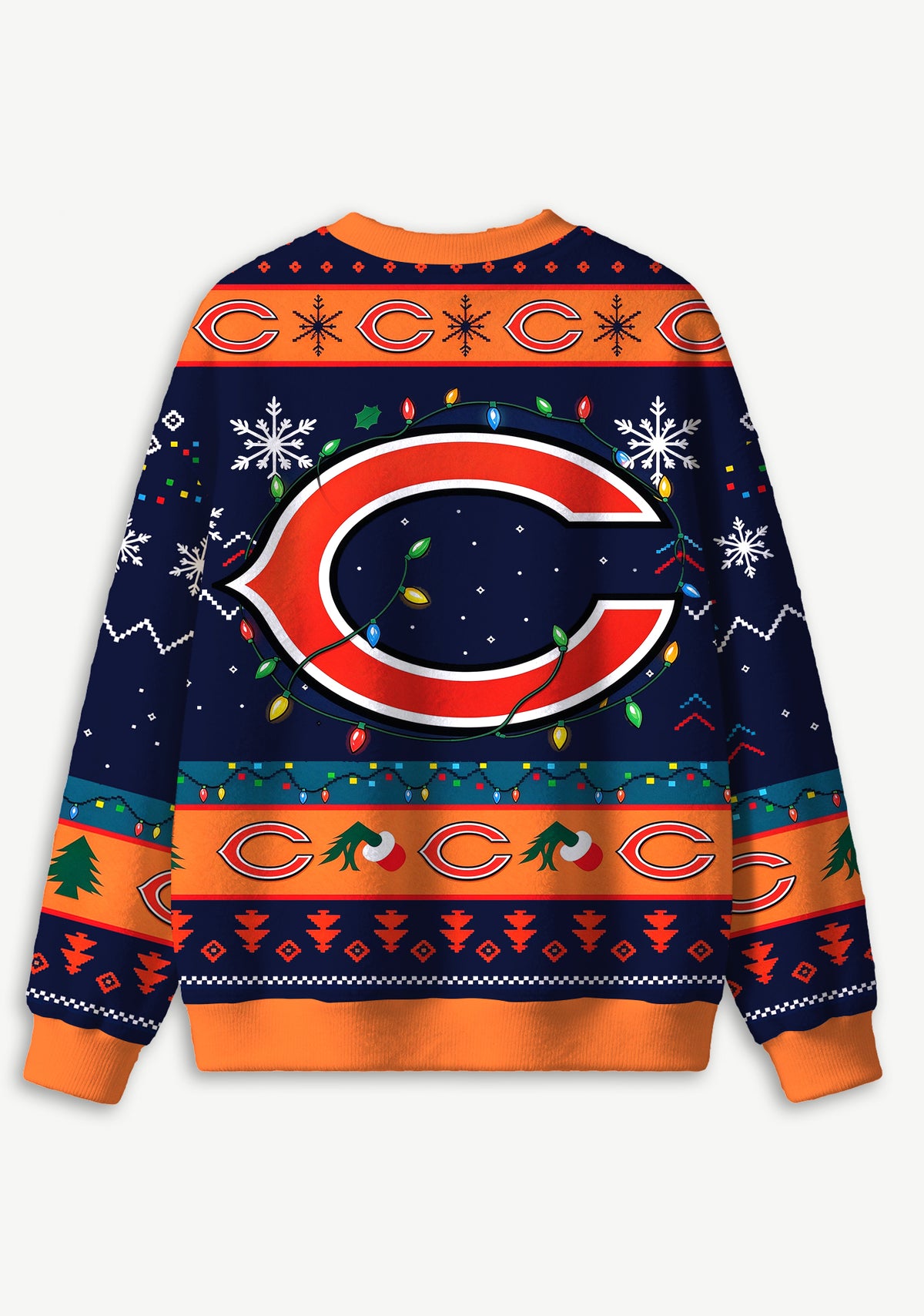 Chicago Bears Grinch Tangled Logo Ugly Christmas Sweatshirt