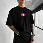 San Francisco 49ers Drip Effect Football Helmet Printed T-Shirt