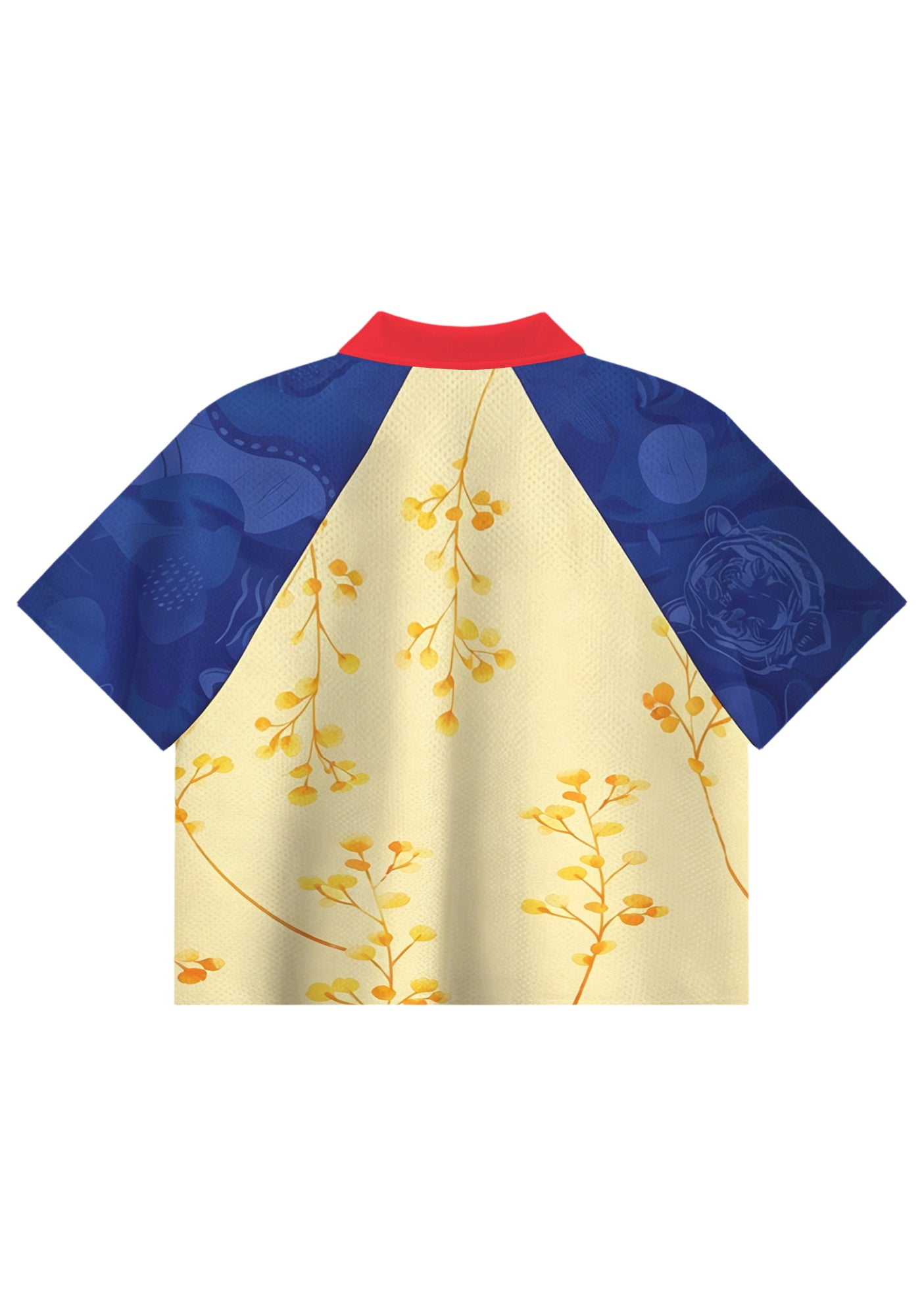 Vintage Floral Print Colombia Cropped Collared Soccer Jersey