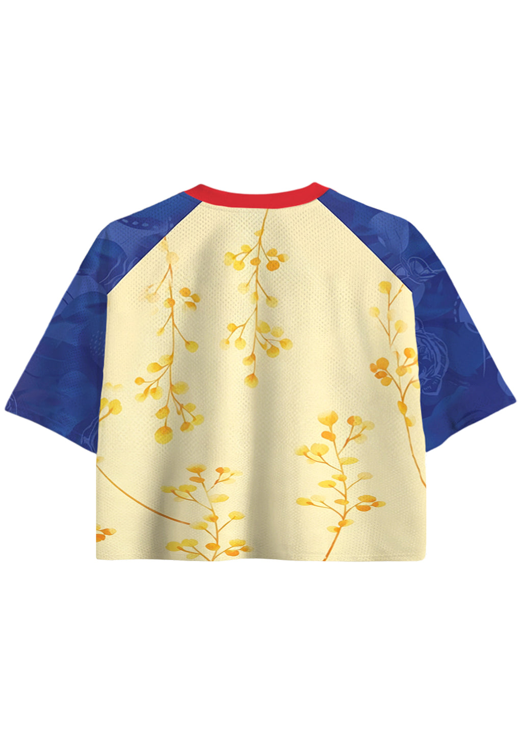 Vintage Floral Print Colombia Cropped Mesh Jersey Shirt