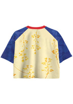 Vintage Floral Print Colombia Cropped Mesh Jersey Shirt